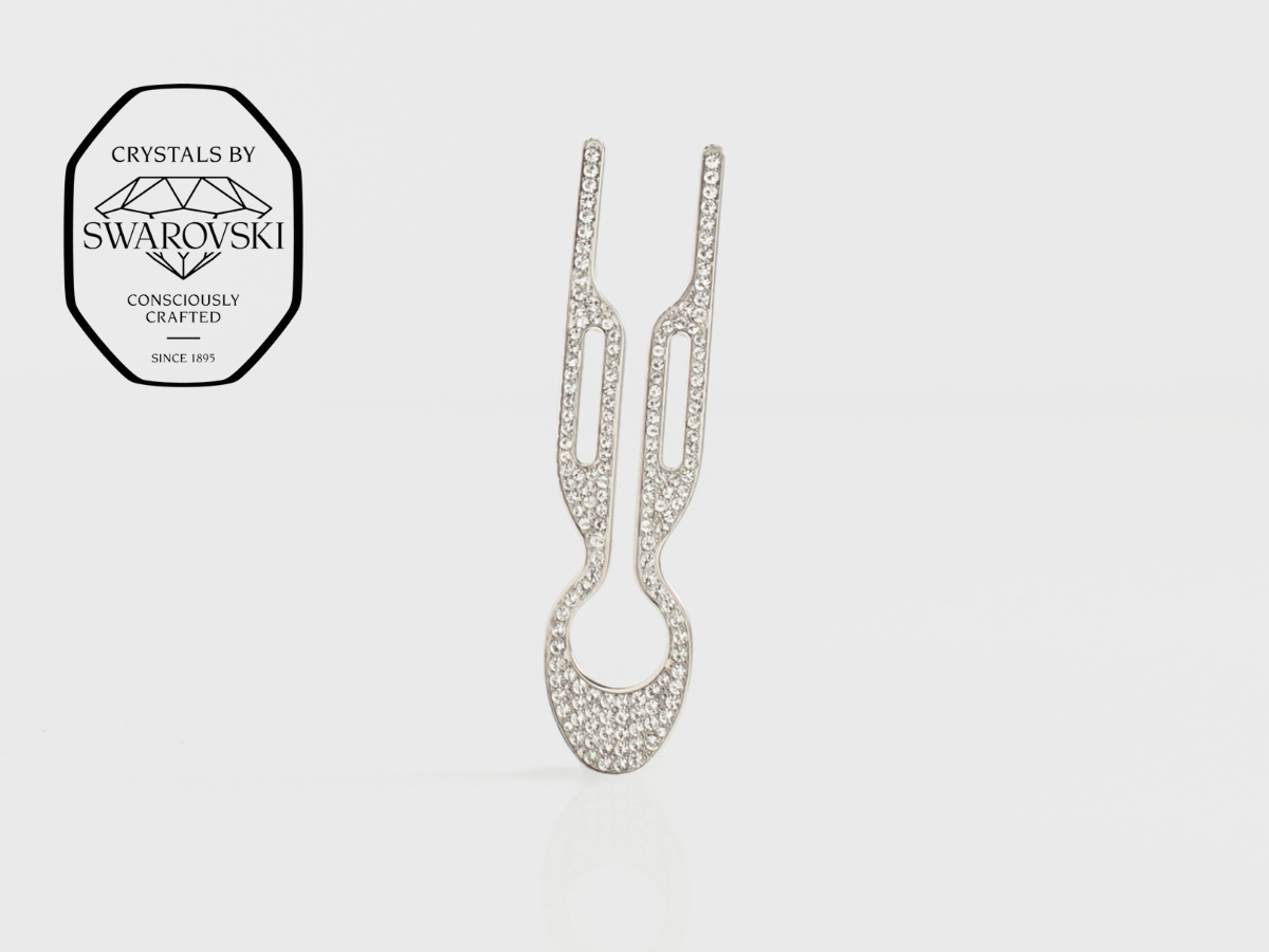 Fiona Franchimon Nº1 HAIRPIN Steel with Swarovski® Crystals | White Gold Finish 1ks