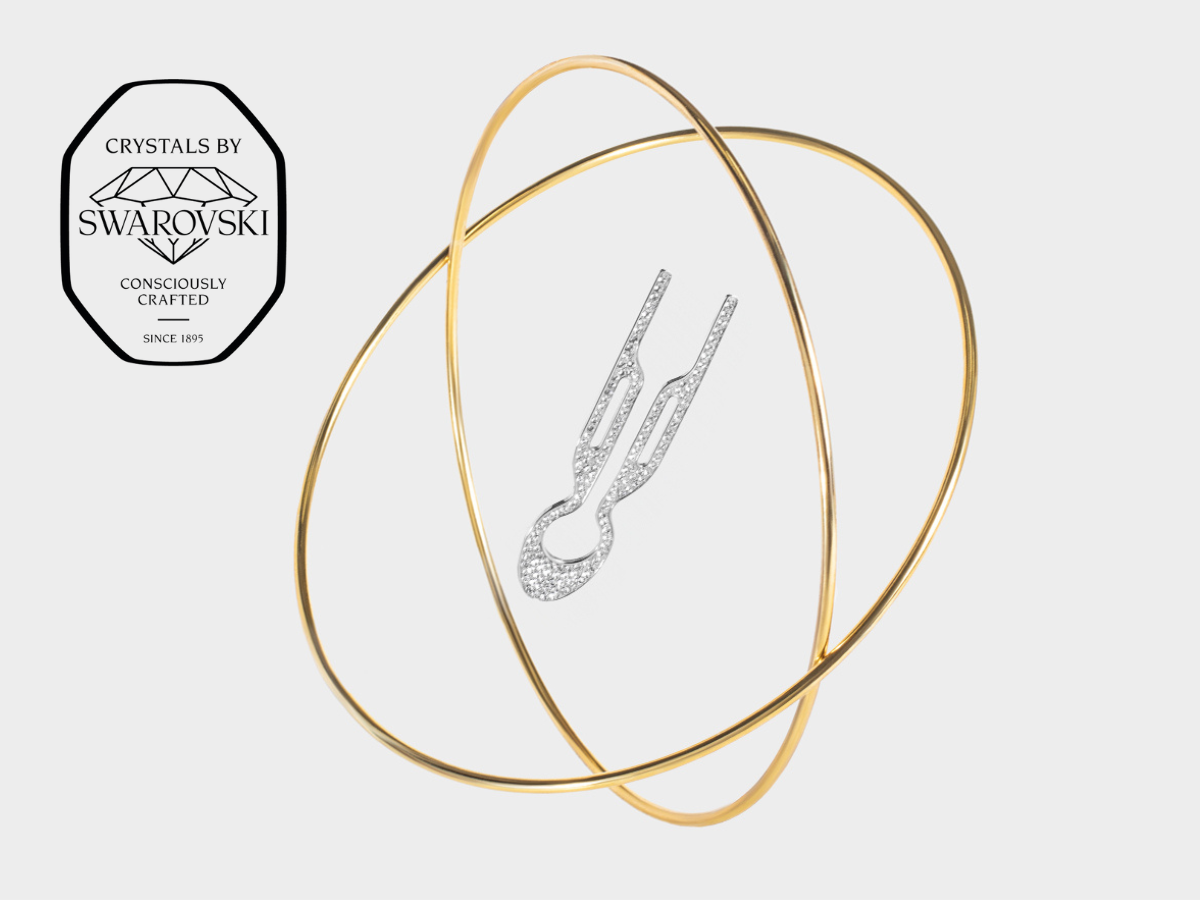 Fiona Franchimon Nº1 HAIRPIN Steel with Swarovski® Crystals | White Gold Finish 1ks