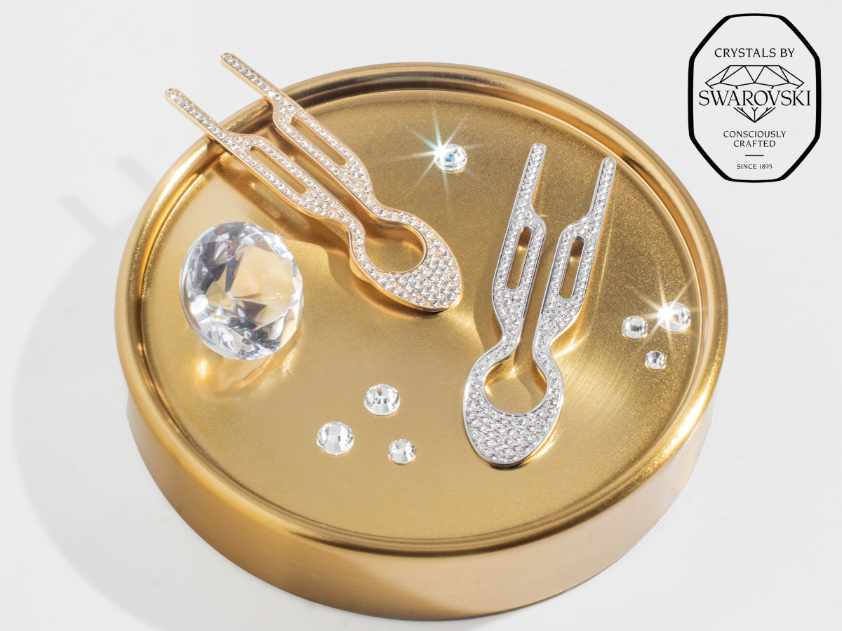 Fiona Franchimon Nº1 HAIRPIN Steel with Swarovski® Crystals | White Gold Finish 1ks