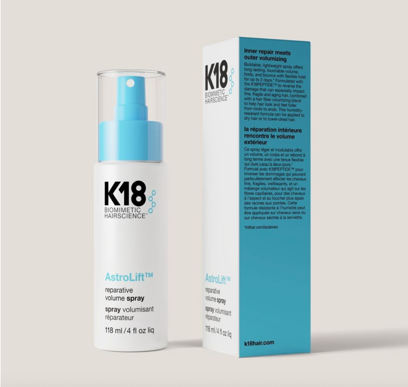 K18 AstroLift Reparative Volume Spray Objemový sprej 118 ml