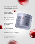 BODIQ skincare product with text highlighting features on a light background