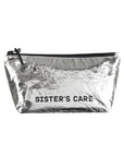Sister's Aroma cosmetic bag in shiny silver, perfect for on-the-go beauty essentials.