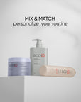 BODiQ skincare products on a white background with text 'Mix & Match, personalize your routine'.