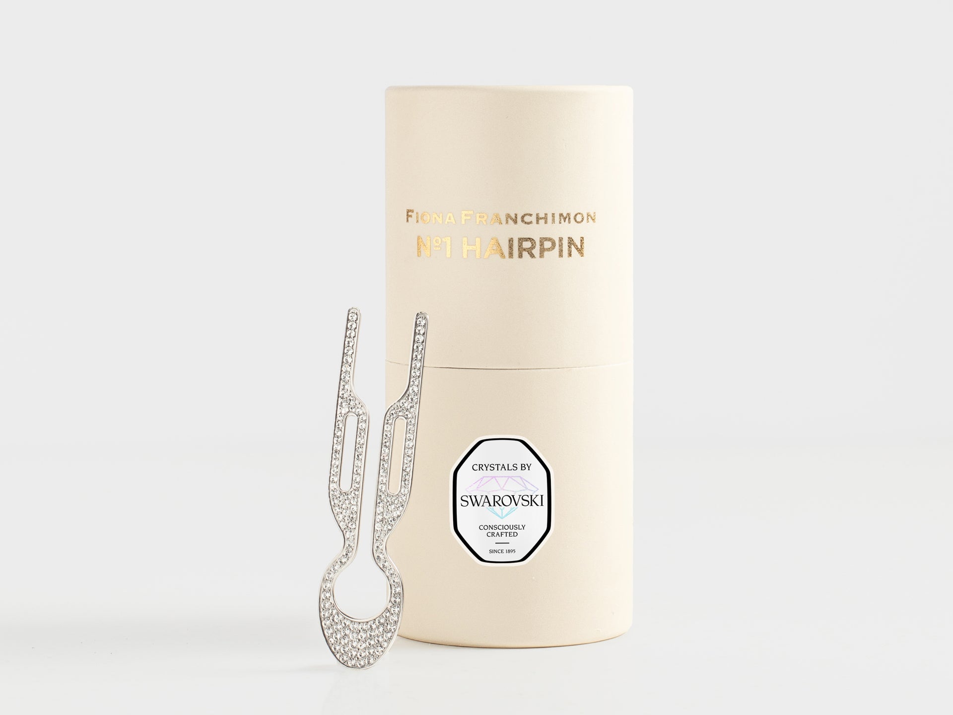 Fiona Franchimon Nº1 HAIRPIN Steel with Swarovski® Crystals | White Gold Finish 1ks