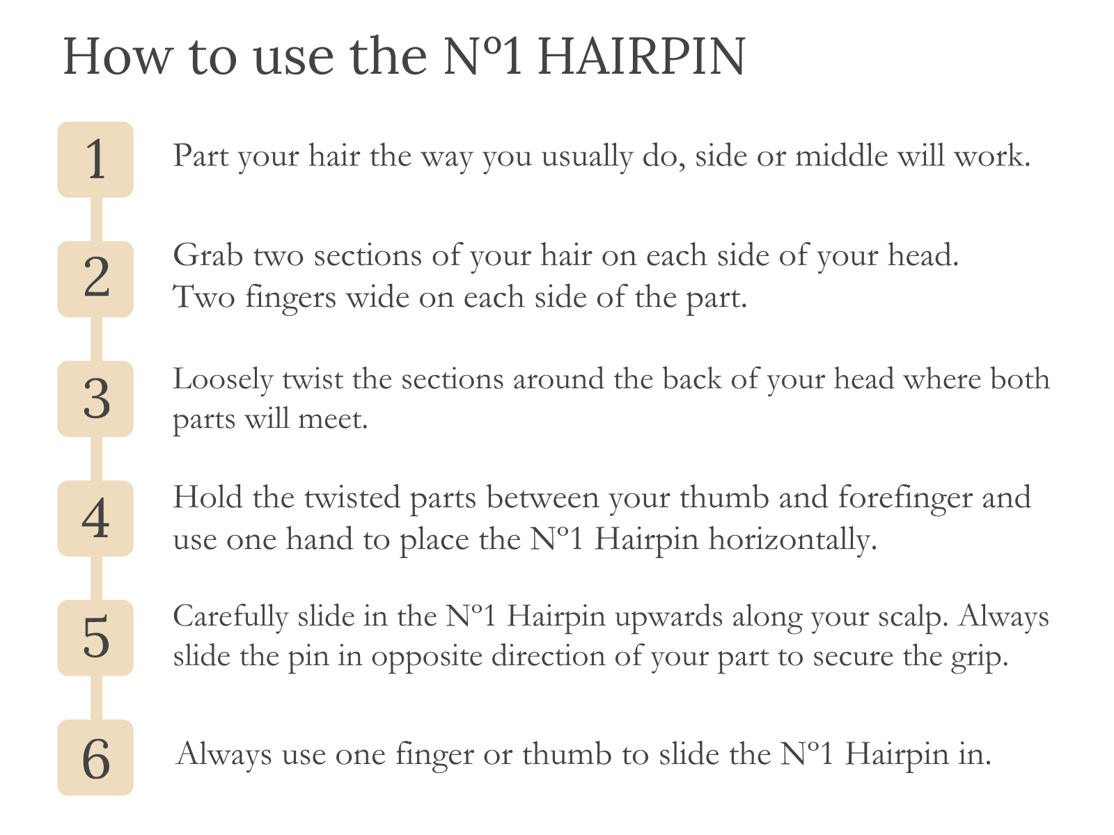 Fiona Franchimon Nº 1 Hairpin | Soft Beige (3 or 5 per box)