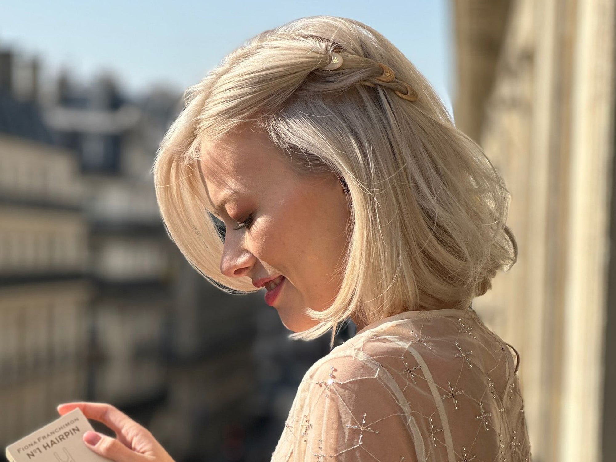 Fiona Franchimon Nº 1 Hairpin | Paris Collection | Soft Beige, Satin Sand & Smooth Caramel