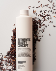 Authentic Beauty Concept Deep Cleansing Shampoo 300 ml bottle with rice grains, sulfate-free, paraben-free formula.