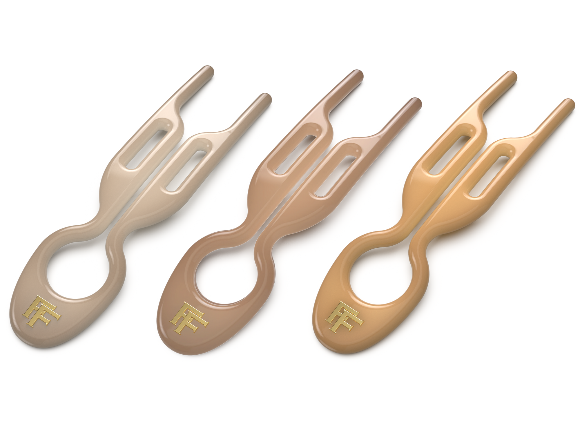 Fiona Franchimon Nº 1 Hairpin | Paris Collection | Soft Beige, Satin Sand & Smooth Caramel