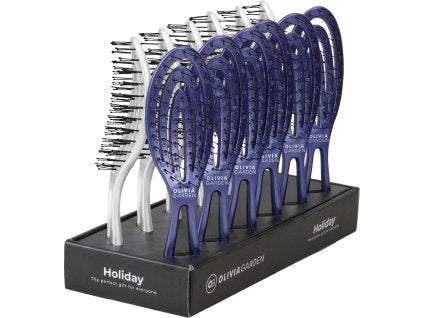 Rozčesávací kartáč na vlasy se zaobleným tělem Olivia Garden Fingerbrush Holiday 2025