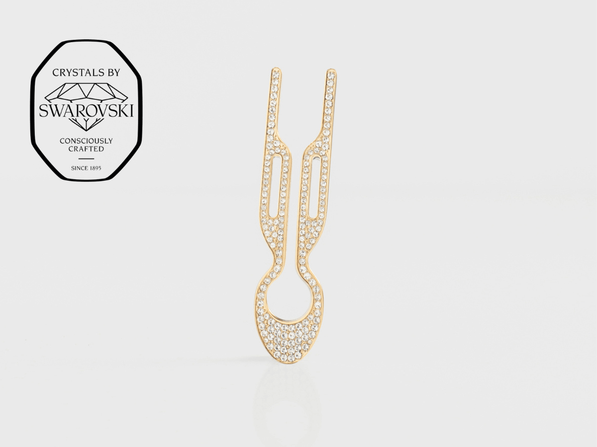 Fiona Franchimon Nº1 HAIRPIN Steel with Swarovski® Crystals | Yellow Gold Finish