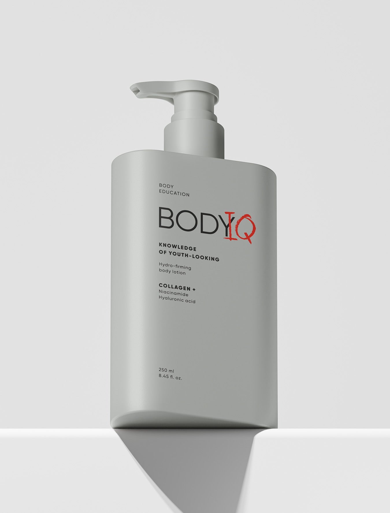 BODIQ skincare bottle on a light gray background