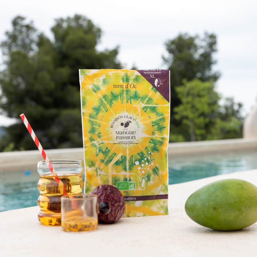 Terre d'Oc Mangue &amp; Passion BIO Rooibos ledový čaj, 20 čajových sáčků