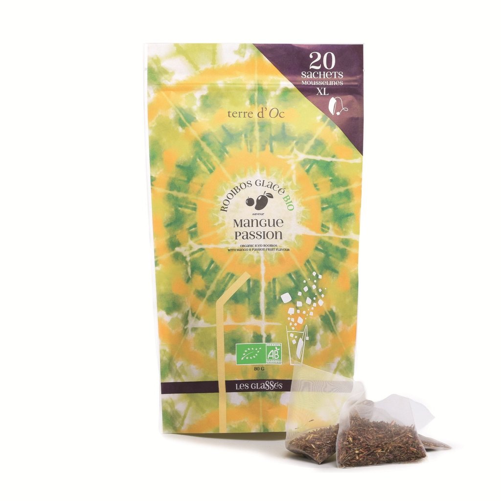 Terre d'Oc Mangue &amp; Passion BIO Rooibos ledový čaj, 20 čajových sáčků