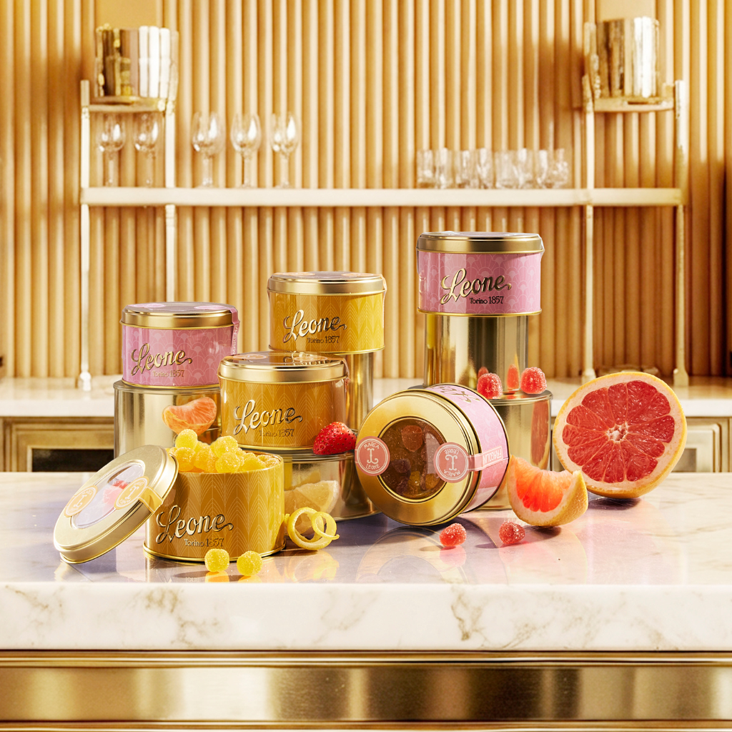Leone 1857 Gelée – želé bonbony v plechové dóze, 150 g