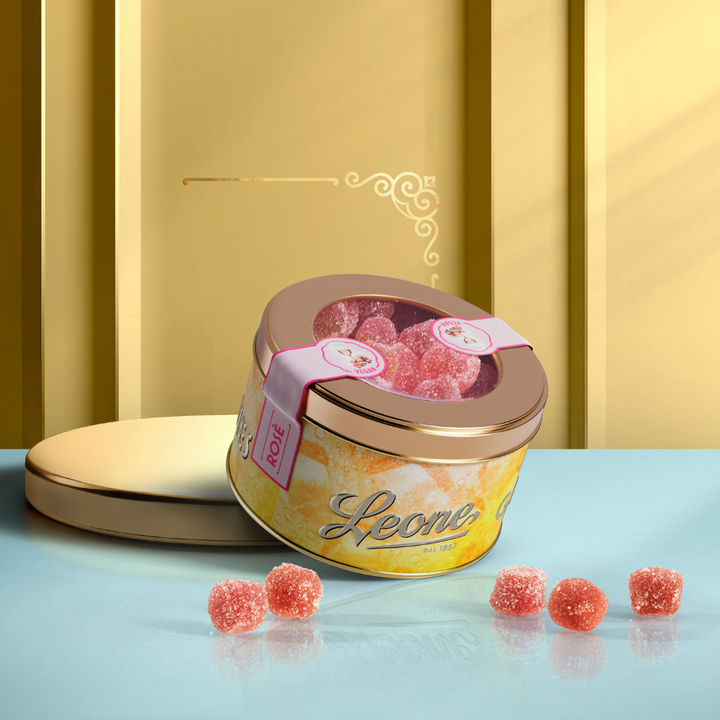 Leone 1857 Gelée – želé bonbony v plechové dóze, 150 g