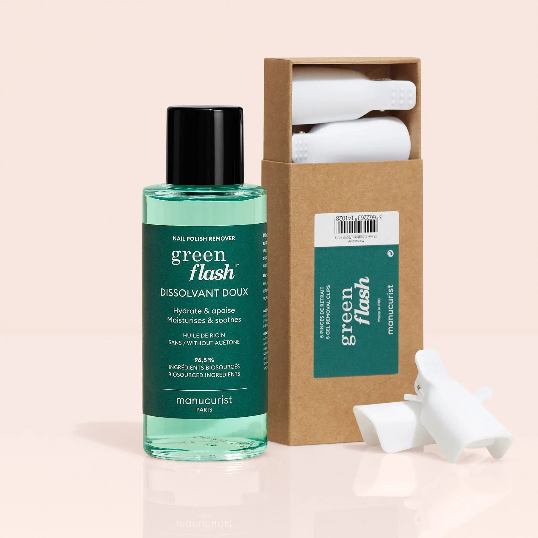 Manucurist Duo Green Flash odlakovač a klipy 100ml + 5ks