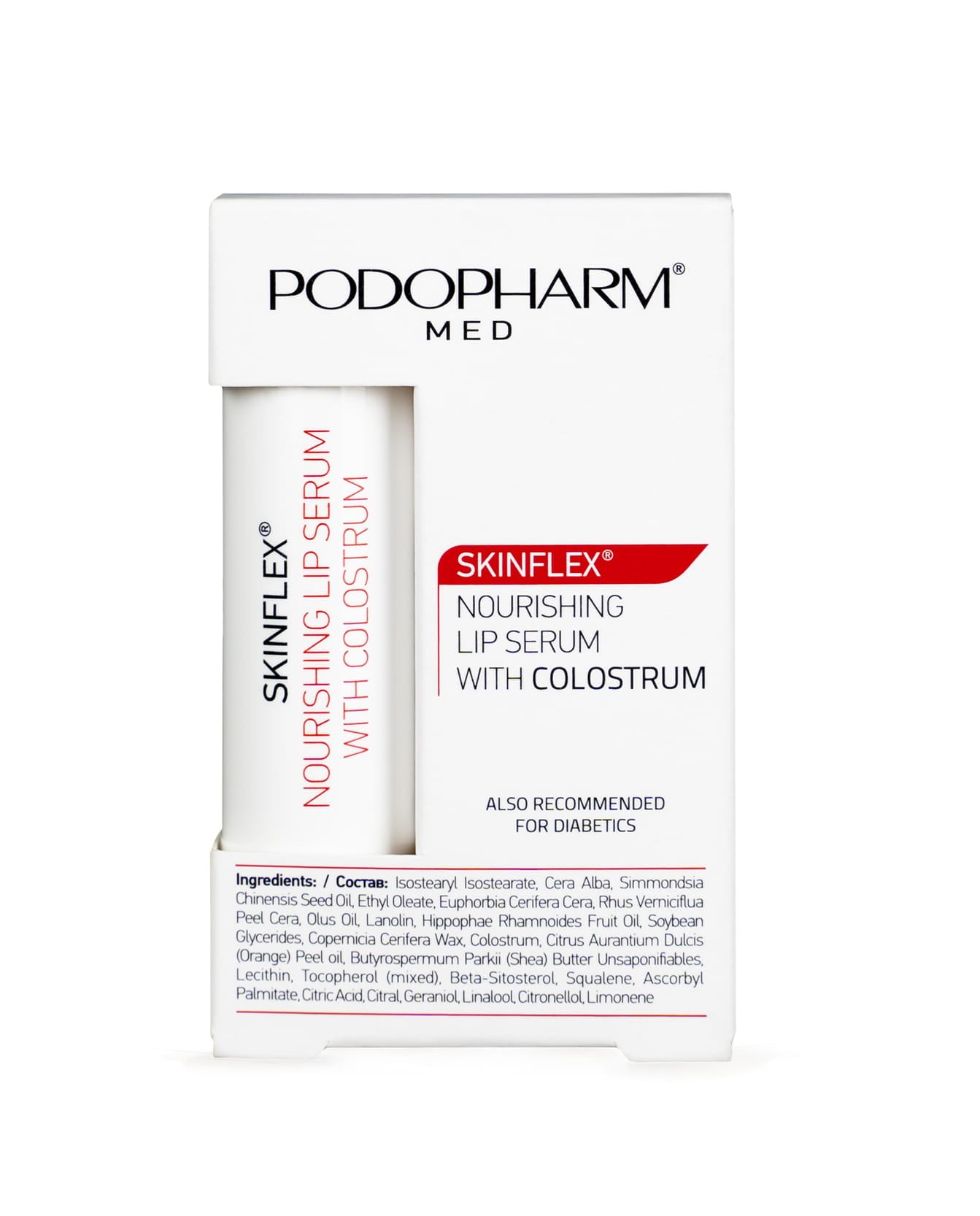 PODOPHARM SKINFLEX vyživující sérum na rty s kolostrem 4,9g