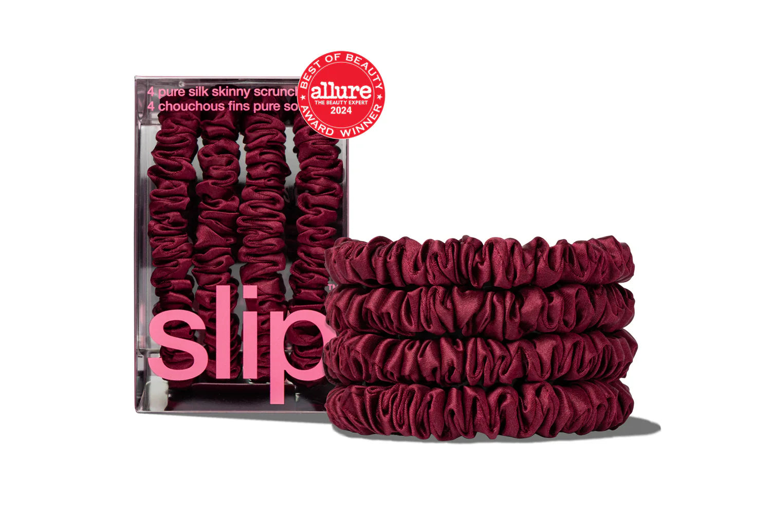 SLIP Skinny Scrunchies Maroon 4x