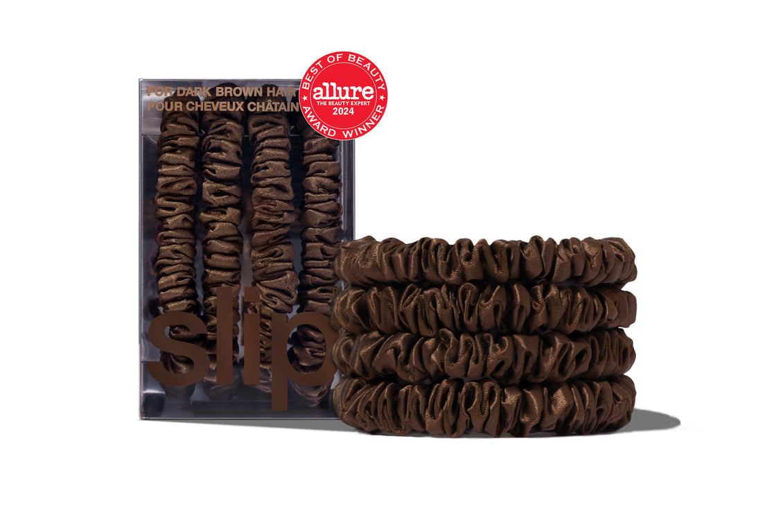 SLIP Skinny Scrunchies Dark Brown 4x