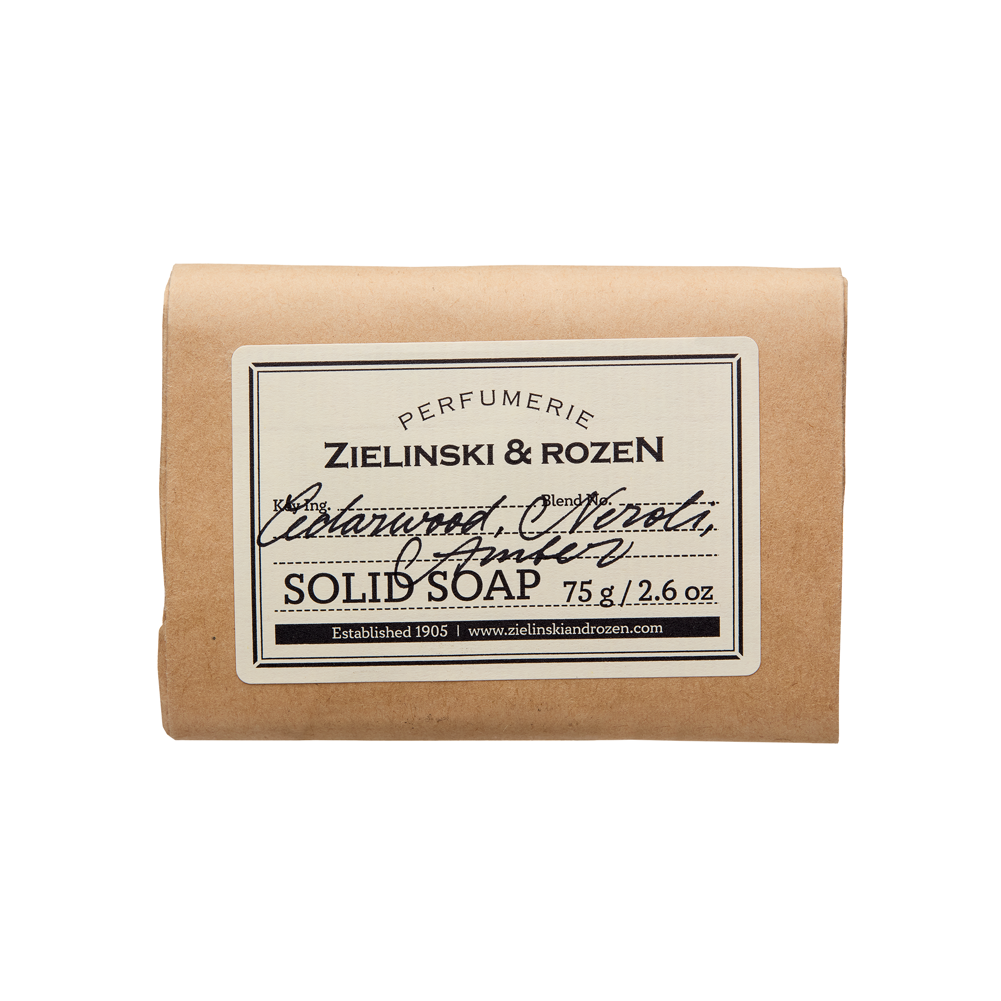 Zielinski &amp; Rozen | Solid Soap Cedarwood, Neroli, Amber 75 gr