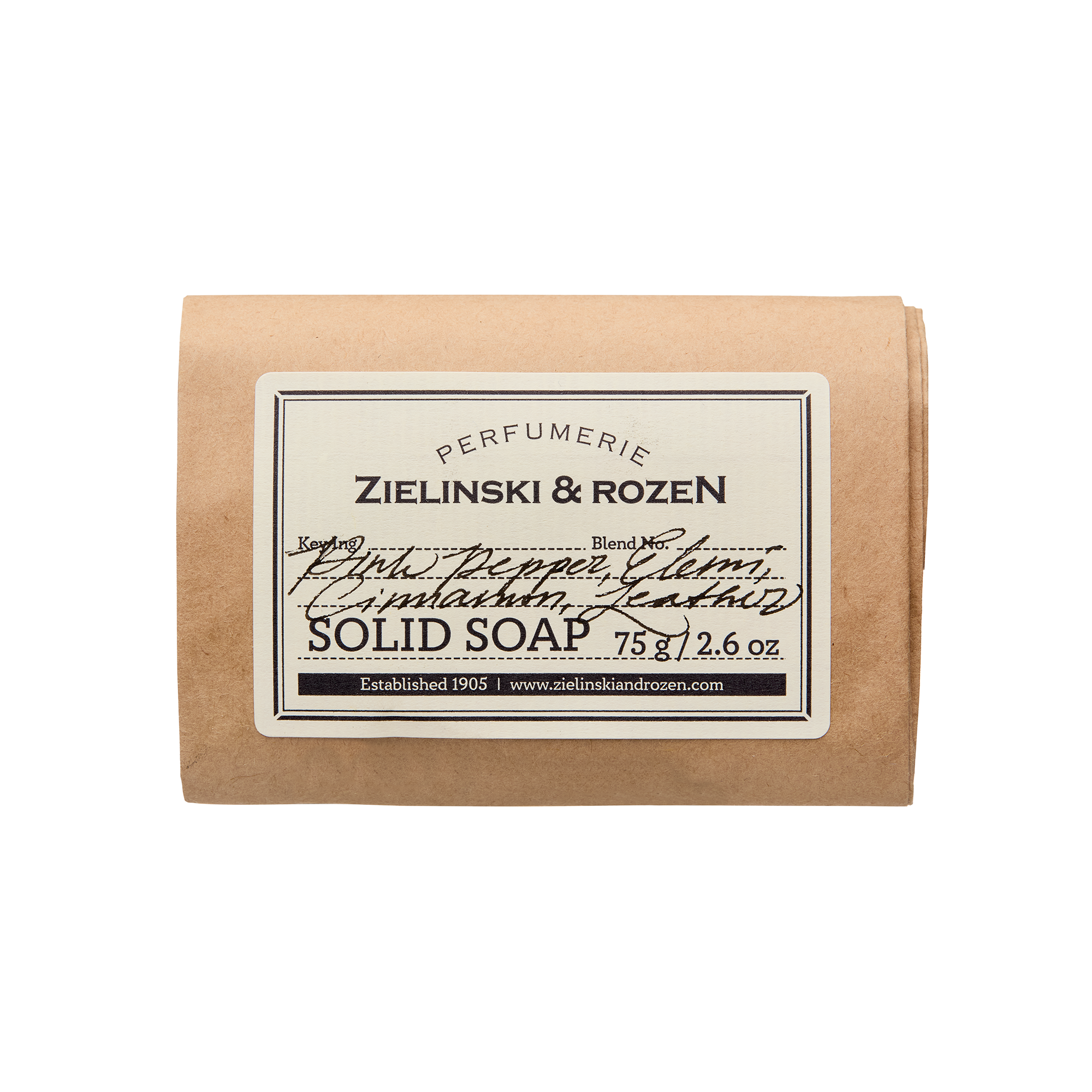 Zielinski &amp; Rozen | Solid Soap Pink Pepper, Elemi, Cinnamon, Leather