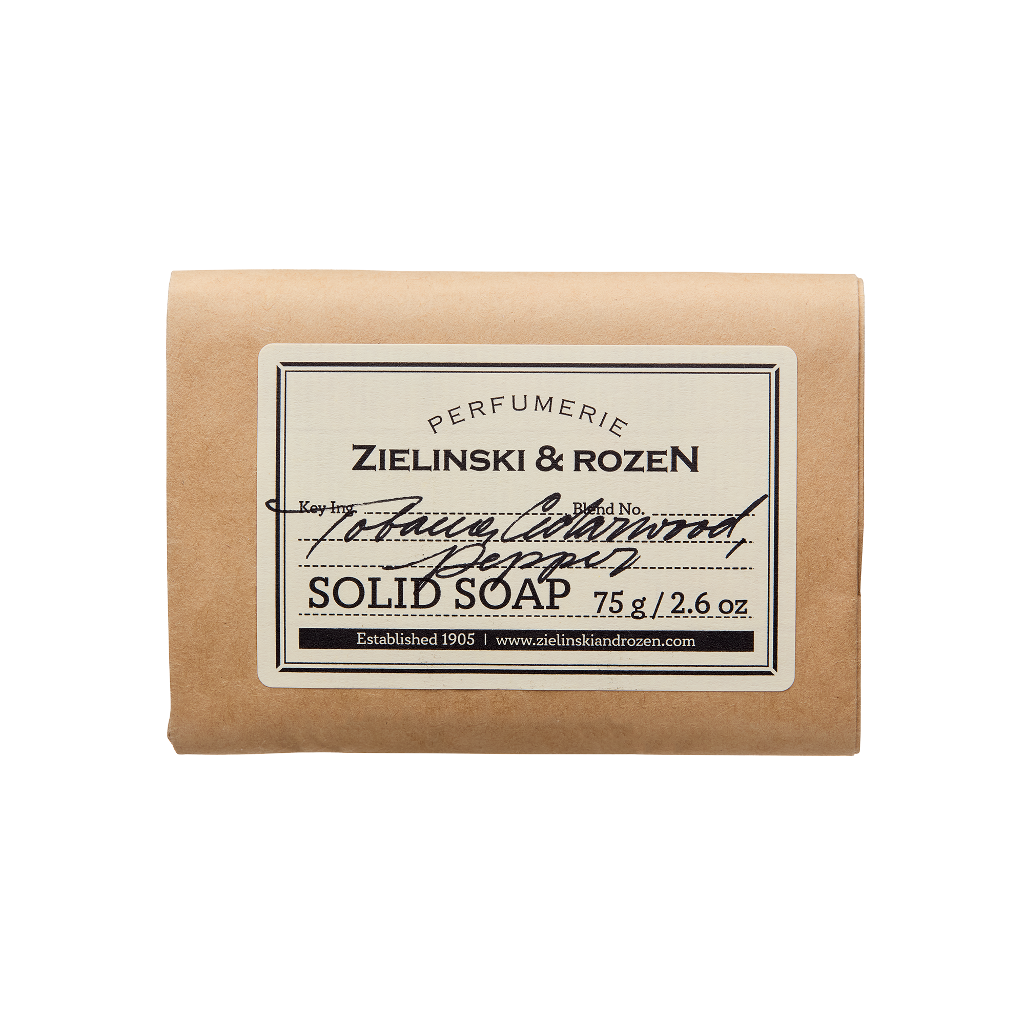 Zielinski &amp; Rozen | Solid Soap Tobacco, Cedarwood, Pepper 75 gr