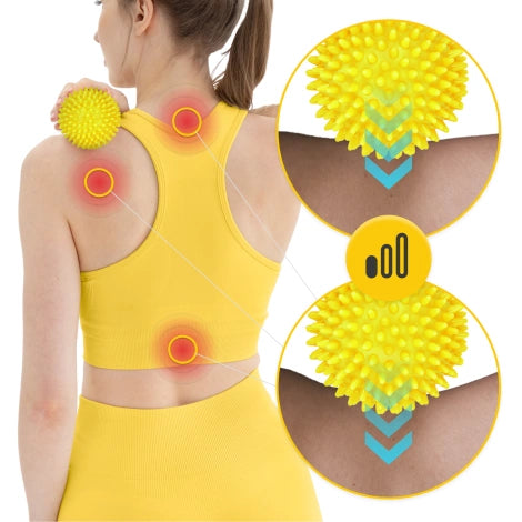 Masážní míček s bodlinkami 10cm - žlutý
