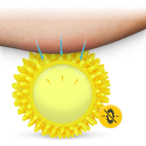 Masážní míček s bodlinkami 10cm - žlutý
