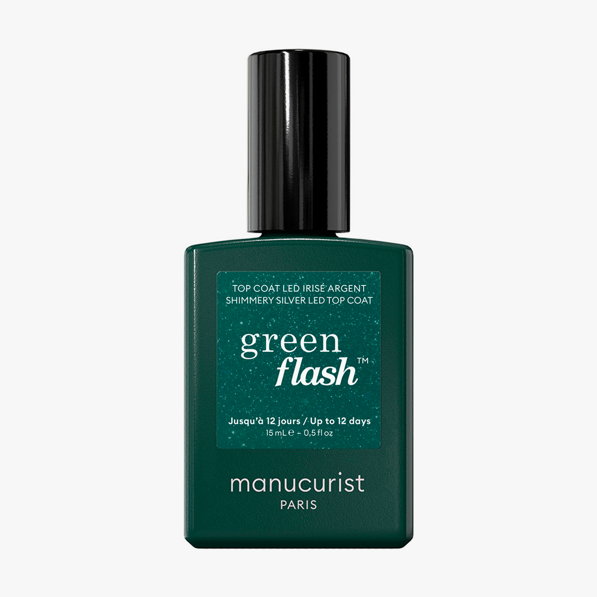 Manucurist Green Flash LED Shimmery Top Coat Silver 15 ml