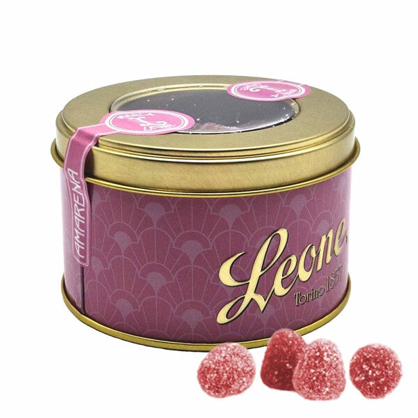 Leone 1857 Amarena Želé bonbony s příchutí višní v plechové dóze, 150 g